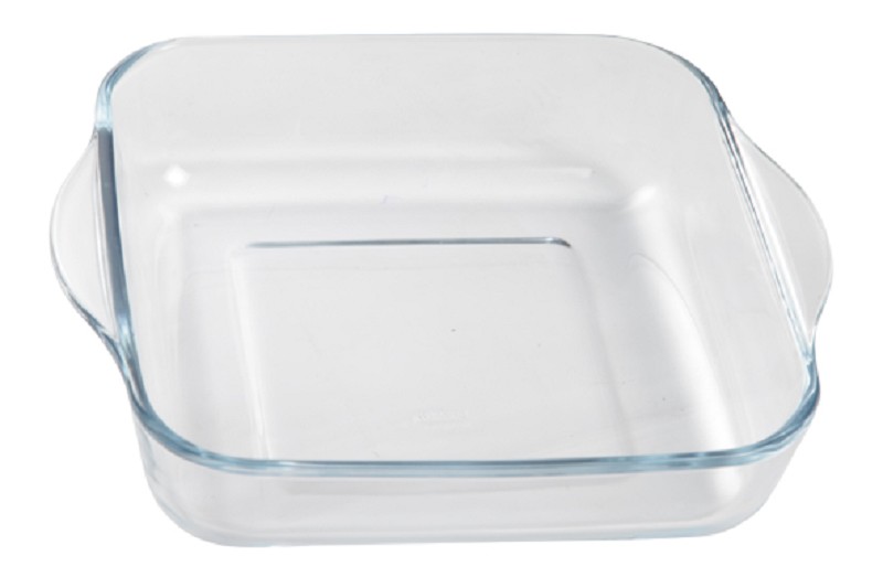 Plat de cuisson en verre carré 22cm 1,8 litre
