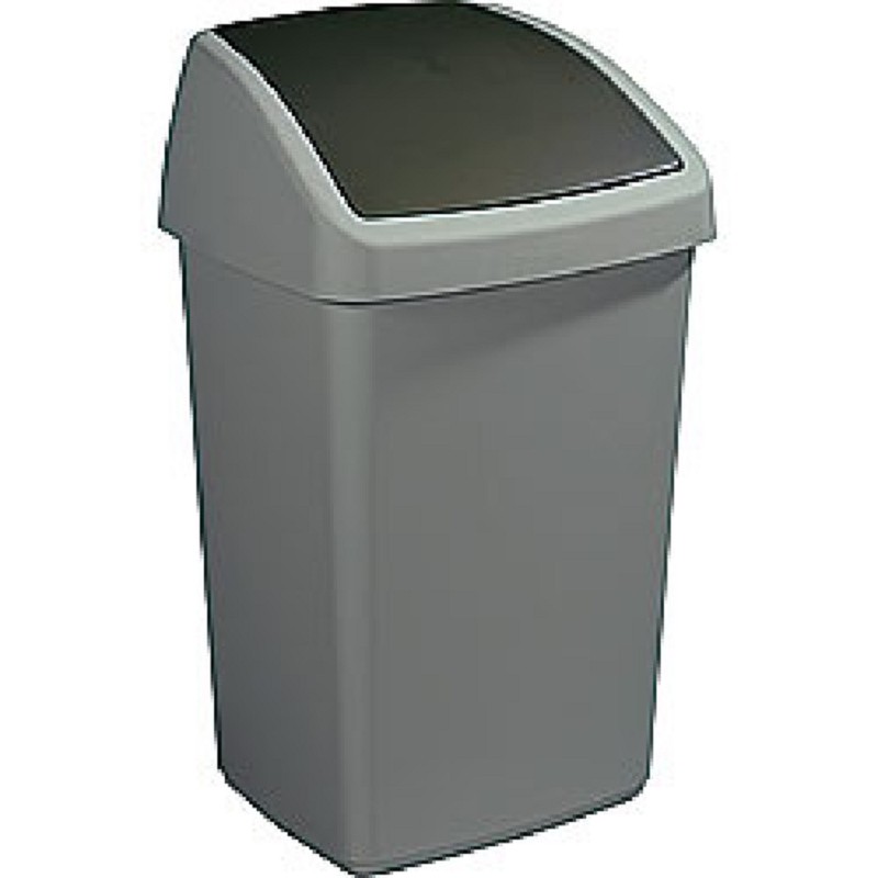 Poubelle à bascule Sunware Delta grise de 50L