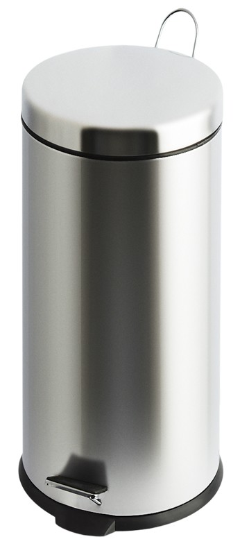 Poubelle à pédale 30 L en acier inoxydable mat