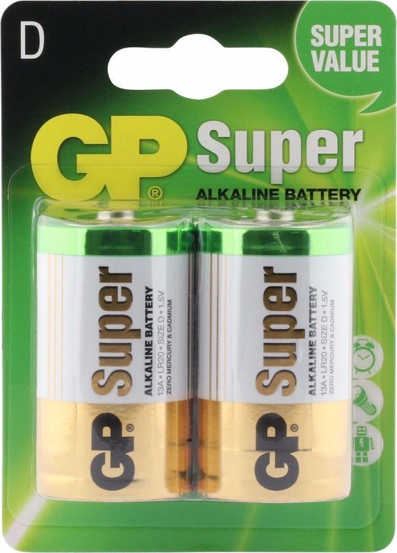 Batterie Philips Super Alkaline D 2 pièces