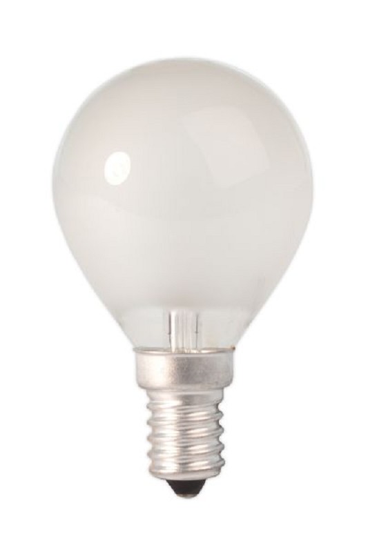 Lampe sphérique 240V 10W 50lm E14 dépolie, étiquette énergie
