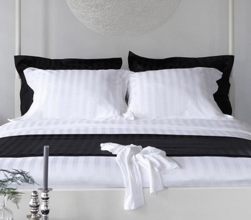 Ensemble de housse de couette 140x240 à rayures satinées