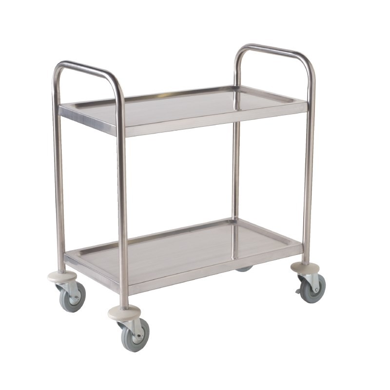 Chariot de service en acier inoxydable Vogue 2 plateaux 85x45cm