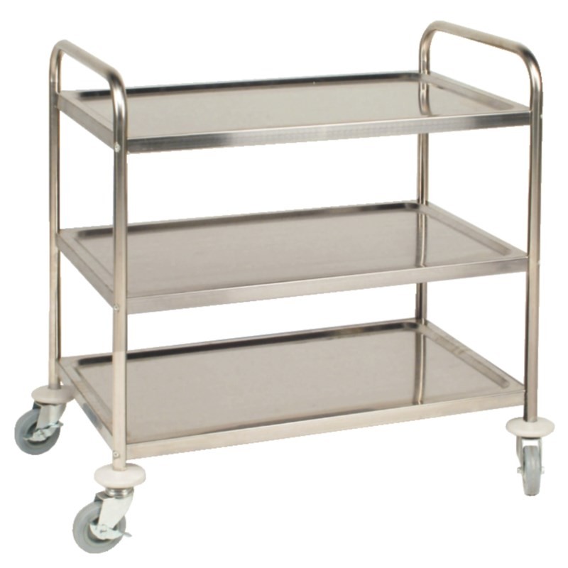 Chariot de service en acier inoxydable Vogue 3 plateaux 81x45,5cm