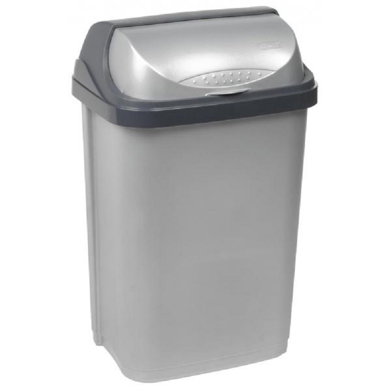 Poubelle Rasmus 25L Couvercle à rouleau Gris clair