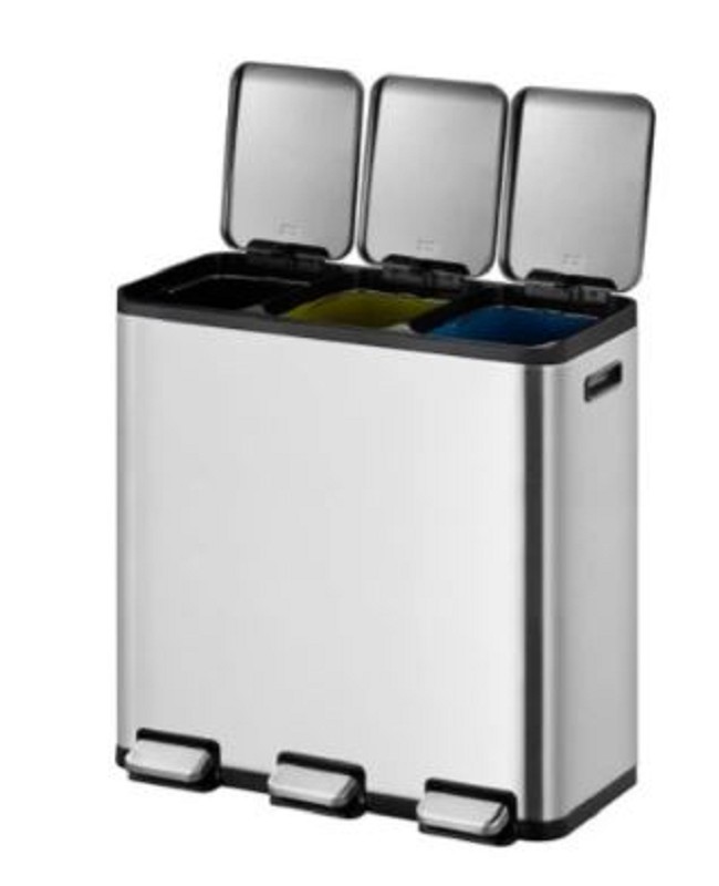 Poubelle à pédale Ecocase trio 15+15+15 L inox