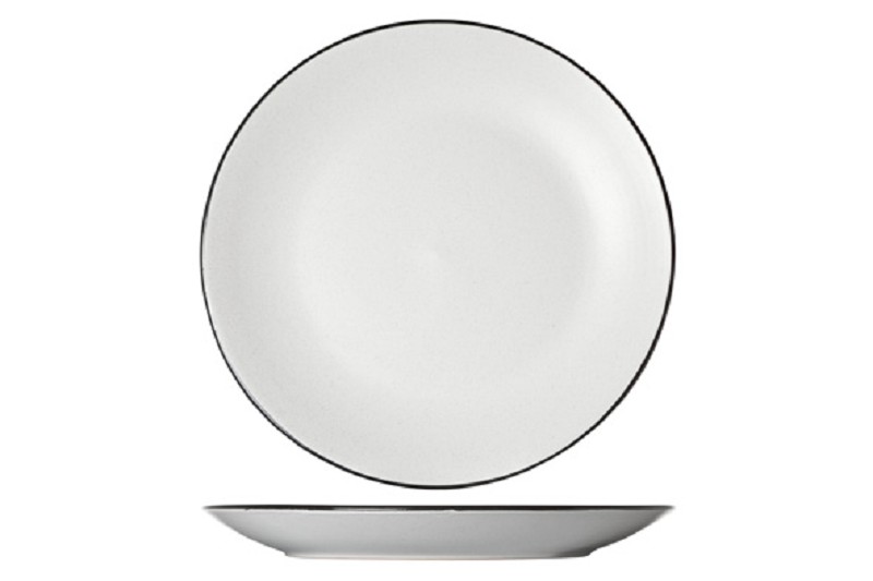 Assiette plate blanche mouchetée 27cm - faïence.