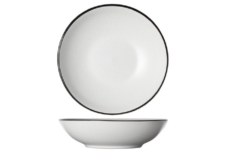 Assiette creuse mouchetée blanche 20 cm - faïence
