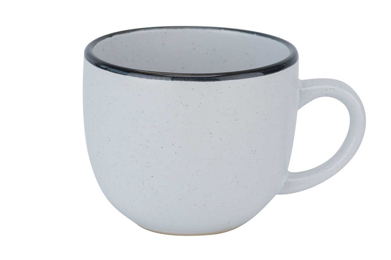 Tasse blanche mouchetée 24cl - faïence.